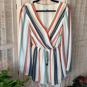 Long sleeve striped romper